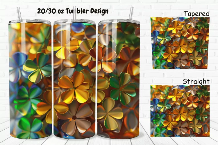 3D Gold Clover 20/30oz Skinny Tumbler