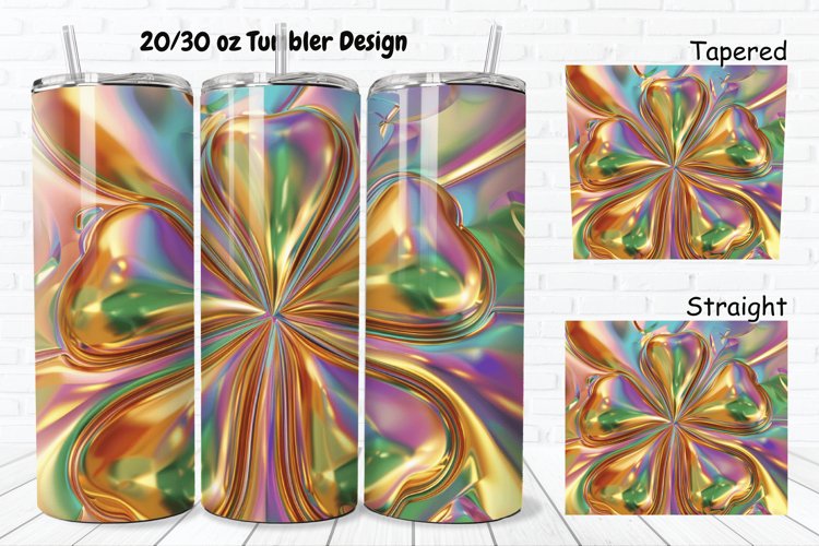 3D Gold Clover 20/30oz Skinny Tumbler example image 1