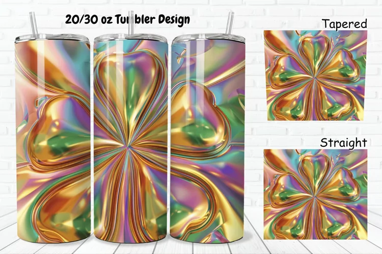 3D Gold Clover 20/30oz Skinny Tumbler