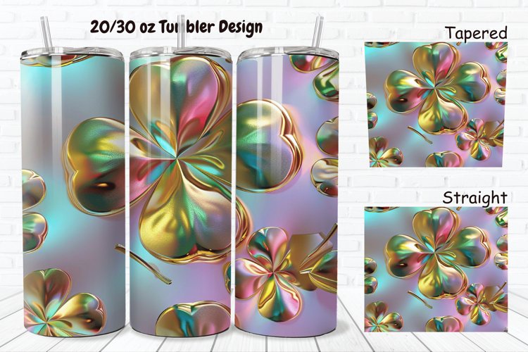 3D Gold Clover 20/30oz Skinny Tumbler example image 1