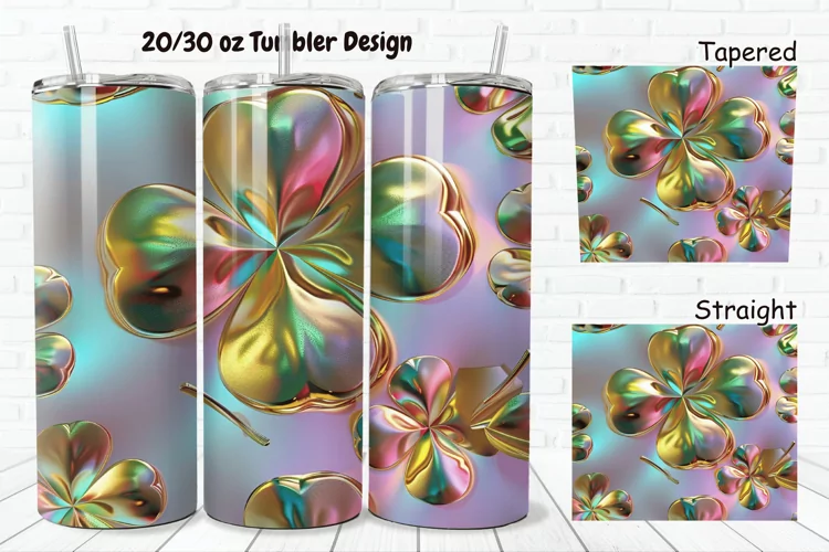 3D Gold Clover 20/30oz Skinny Tumbler