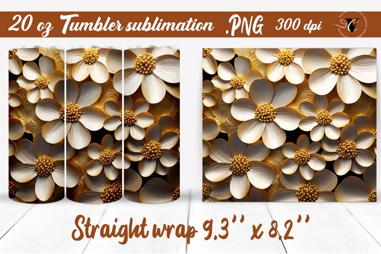 3D gold rose | 3D flowers Tumbler wrap