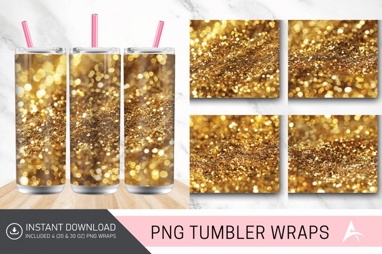 3D Gold Glitter Tumbler wrap