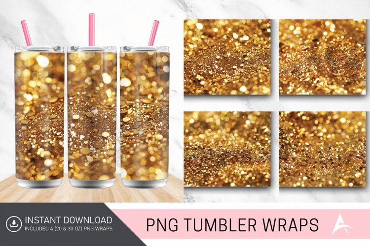 3D Gold Glitter Tumbler wrap