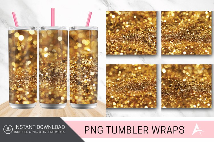 3D Gold Glitter Tumbler wrap
