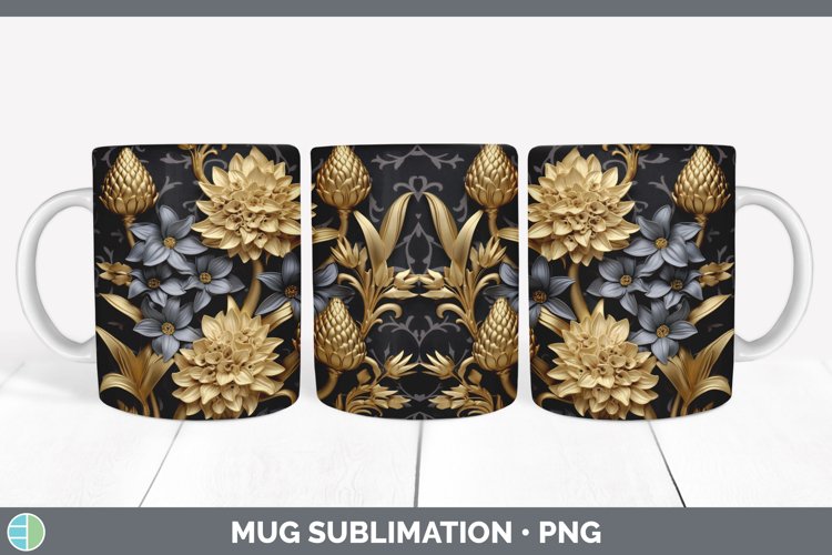GorgeousBlack and Gold Hyacinths Mug Wrap design.