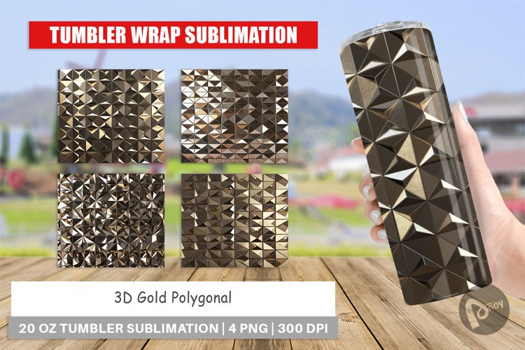 Tumbler Wrap 3D Gold Polygonal