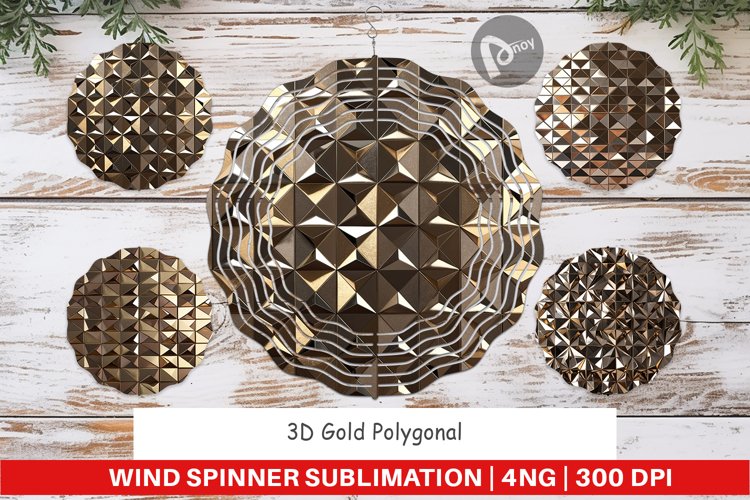 Wind Spinner 3D Gold Polygonal