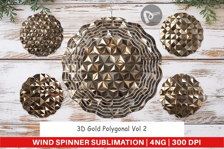 Wind Spinner 3D Gold Polygonal