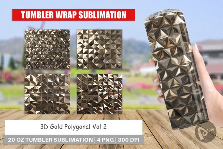 Tumbler Wrap 3D Gold Polygonal