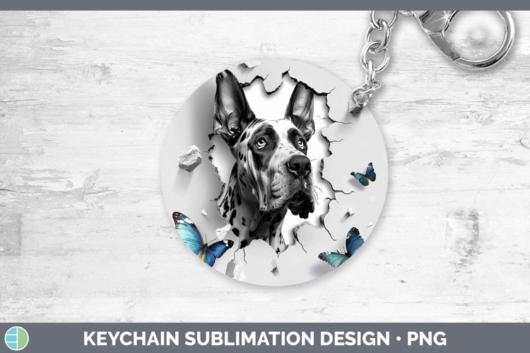 3D Great Dane Keychain | Sublimation Keyring Designs