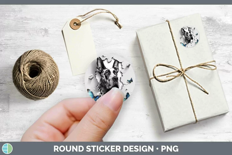 3D Great Dane Stickers | Round Labels Designs