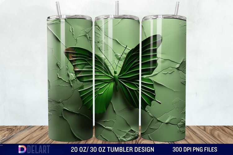 3D Green Butterfly Tumbler Wrap example image 1