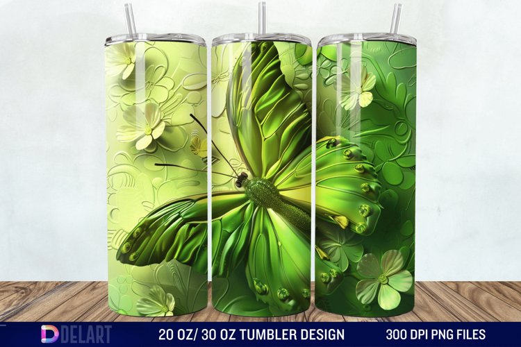 3D Green Butterfly Tumbler Wrap example image 1