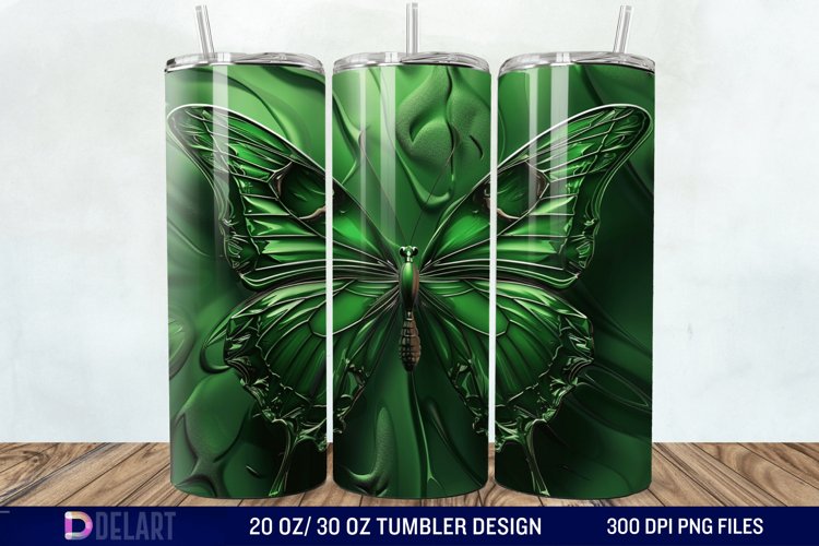 3D Green Butterfly Tumbler Wrap example image 1