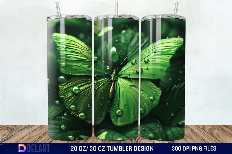 3D Green Butterfly Tumbler Wrap example image 1