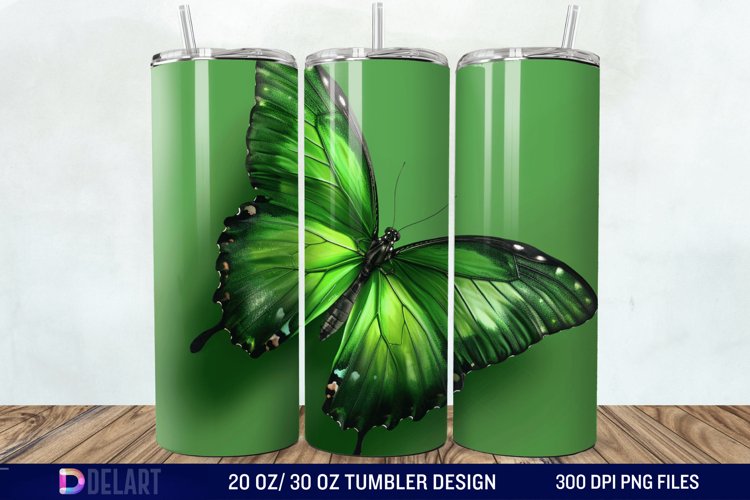 3D Green Butterfly Tumbler Wrap example image 1