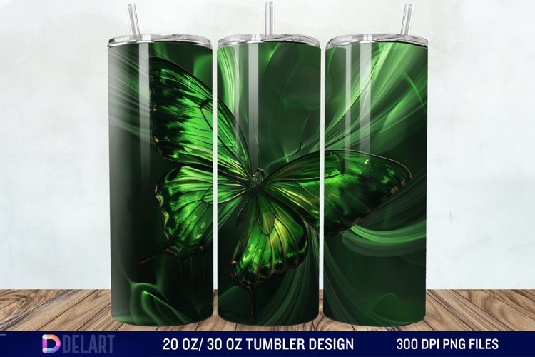 3D Green Butterfly Tumbler Wrap example image 1