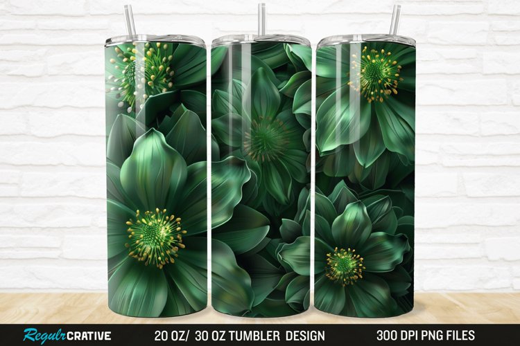 3D Green Flower 20/30oz Skinny Tumbler