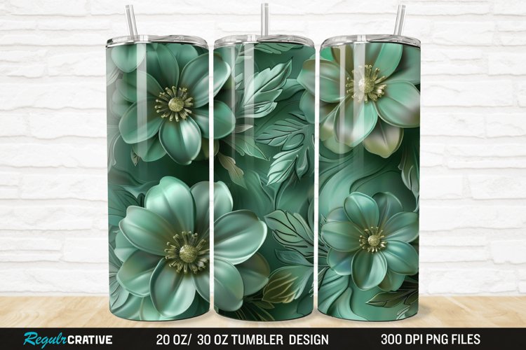 3D Green Flower 20/30oz Skinny Tumbler