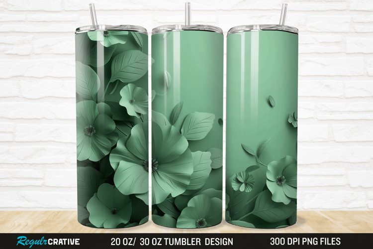 3D Green Flower 20/30oz Skinny Tumbler