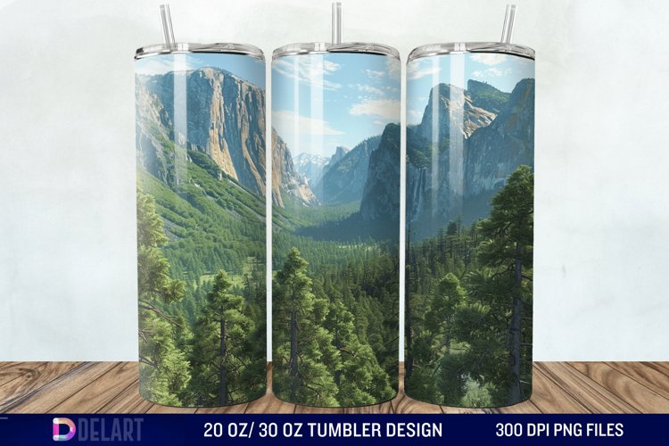 3D Green Landscape Mountain Tumbler Wrap example image 1