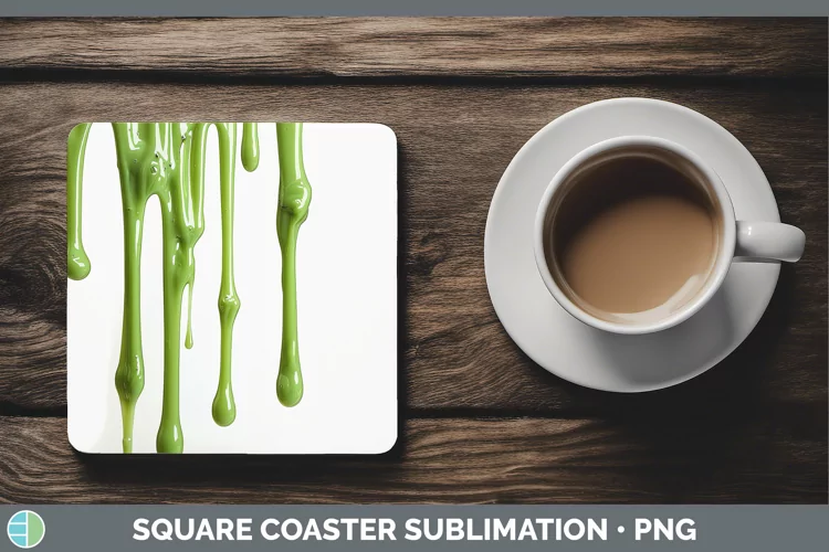 3D Green Slime Square Coaster Sublimation Coaster Designs