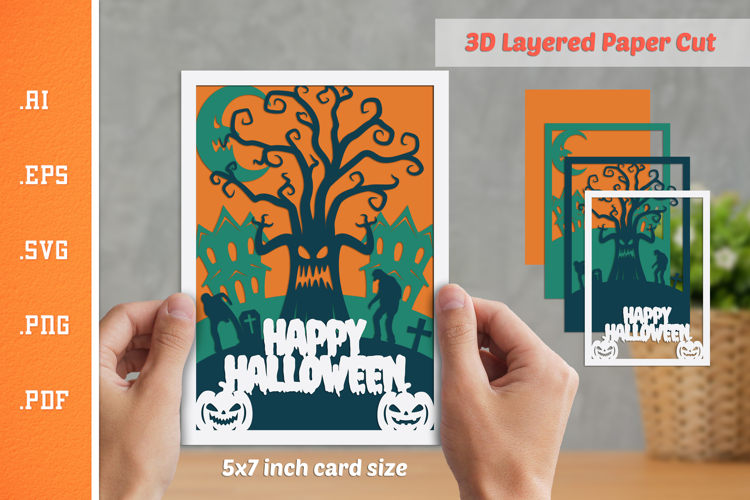 Happy Halloween - 3D Layered Paper Cut SVG