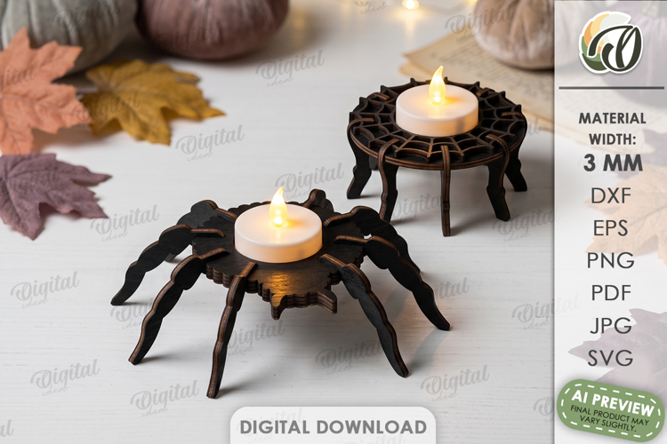 3D Halloween Candle Holder Laser Cut. Tea Light Holder SVG