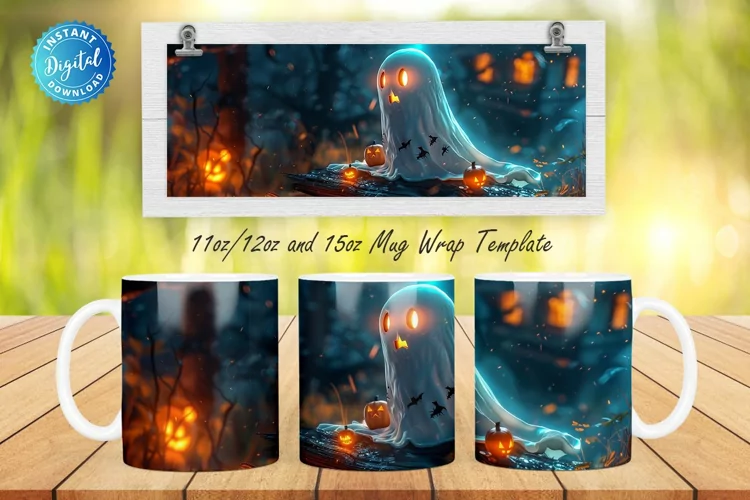 3D Halloween Ghost 11, 12 & 15 Oz Mug Sublimation