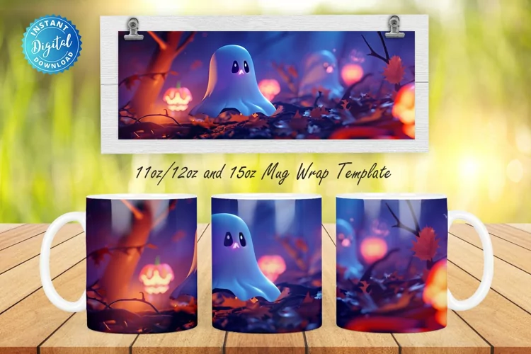 3D Halloween Ghost 11, 12 & 15 Oz Mug Sublimation