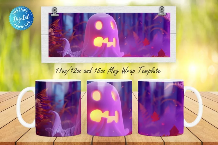 3D Halloween Ghost 11, 12 & 15 Oz Mug Sublimation