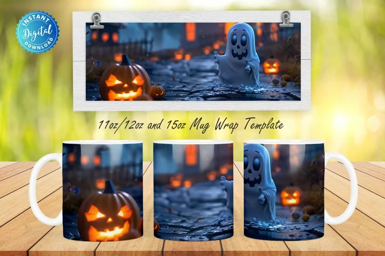 3D Halloween Ghost 11, 12 & 15 Oz Mug Sublimation