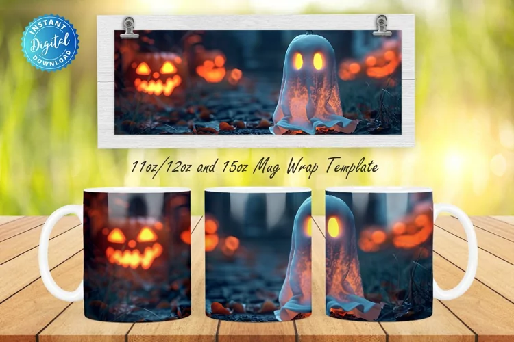 3D Halloween Ghost 11, 12 & 15 Oz Mug Sublimation