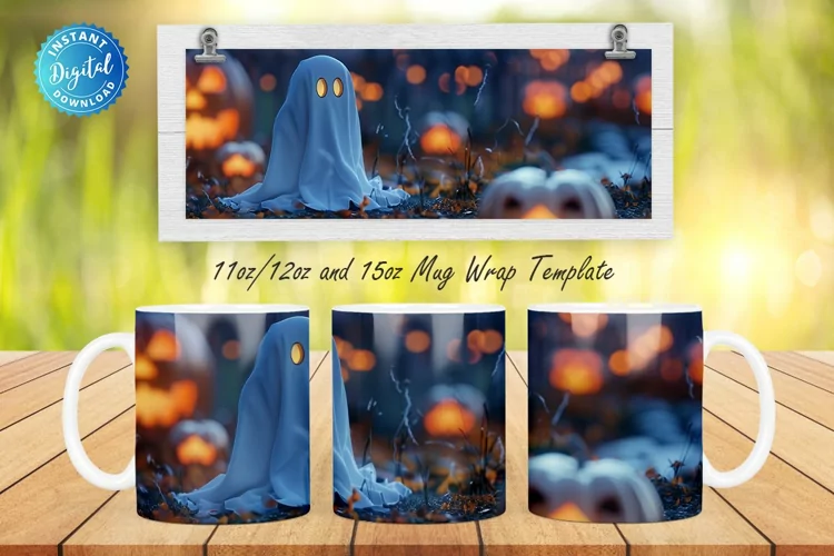 3D Halloween Ghost 11, 12 & 15 Oz Mug Sublimation
