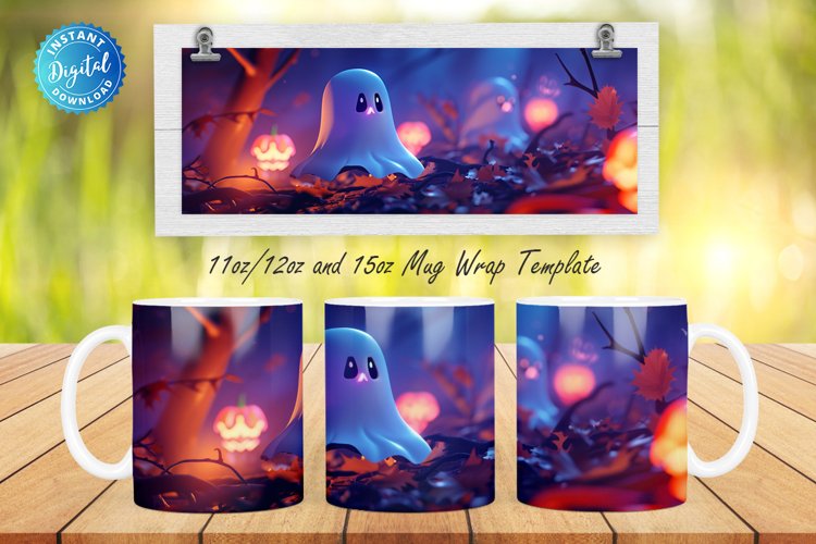 3D Halloween Ghost 11, 12 & 15 Oz Mug Sublimation