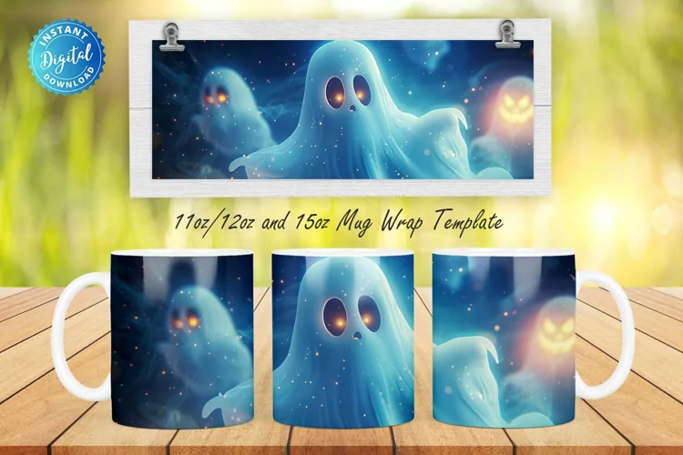 3D Halloween Ghost 11, 12 & 15 Oz Mug Sublimation