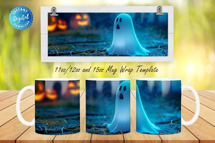 3D Halloween Ghost 11, 12 & 15 Oz Mug Sublimation