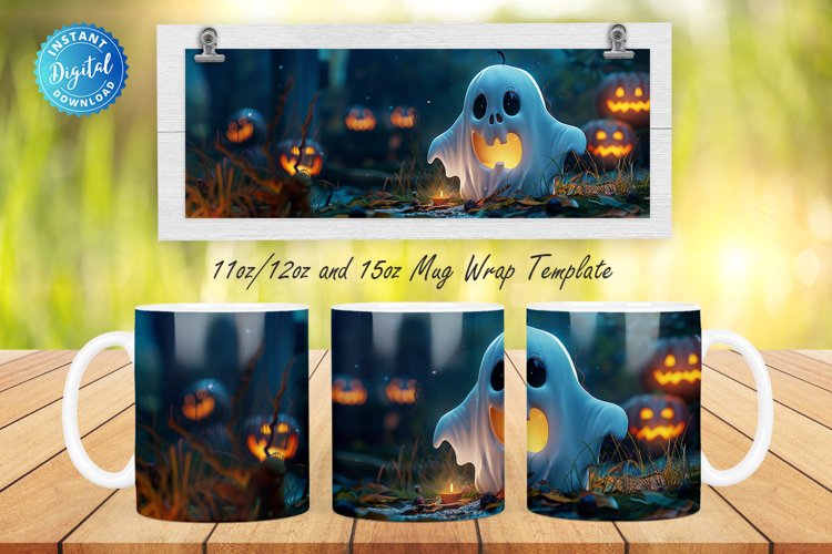 3D Halloween Ghost 11, 12 & 15 Oz Mug Sublimation