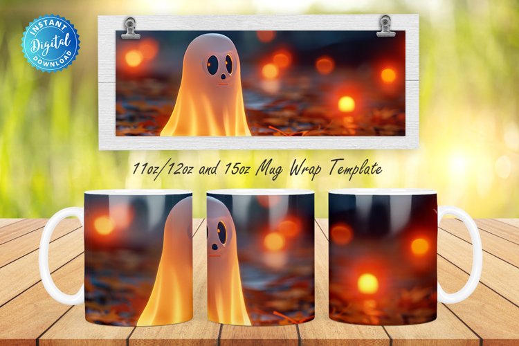 3D Halloween Ghost 11, 12 & 15 Oz Mug Sublimation