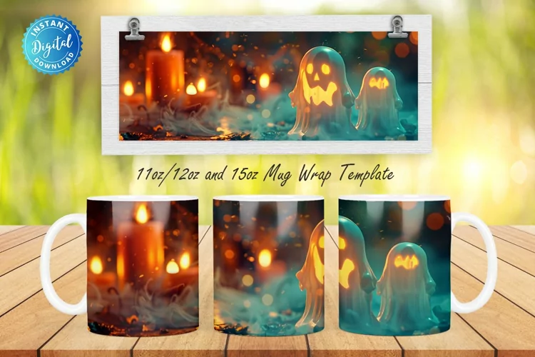3D Halloween Ghost 11, 12 & 15 Oz Mug Sublimation
