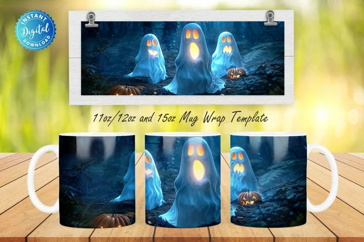 3D Halloween Ghost 11, 12 & 15 Oz Mug Sublimation