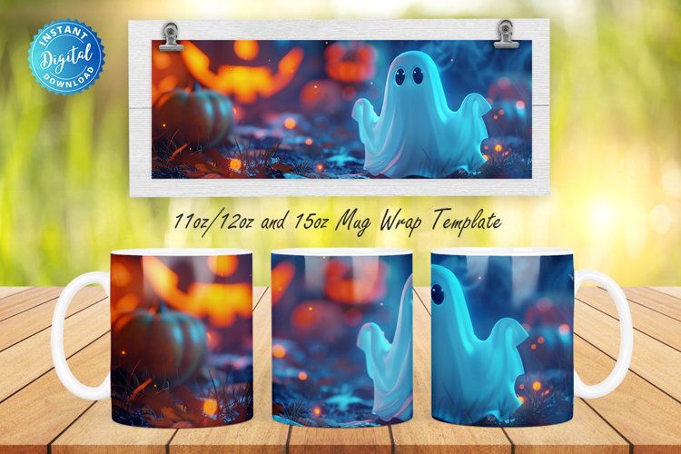 3D Halloween Ghost 11, 12 & 15 Oz Mug Sublimation