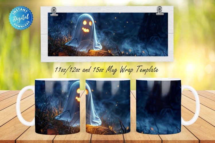 3D Halloween Ghost 11, 12 & 15 Oz Mug Sublimation example image 1