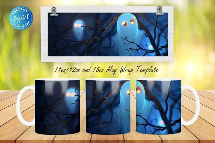 3D Halloween Ghost 11, 12 & 15 Oz Mug Sublimation