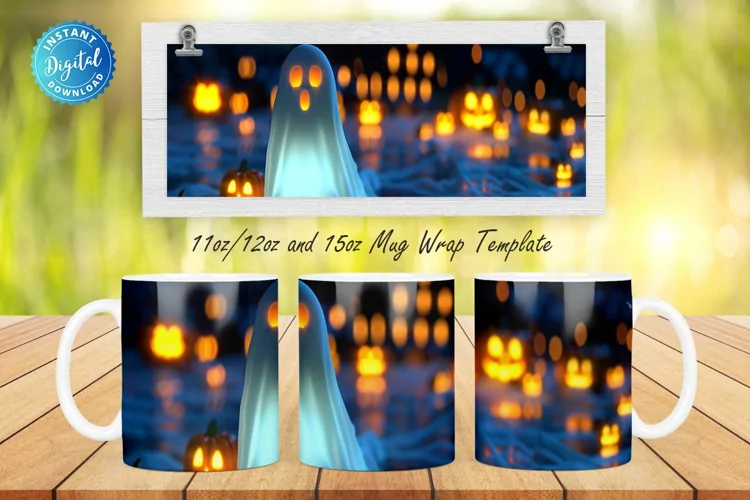 3D Halloween Ghost 11, 12 & 15 Oz Mug Sublimation