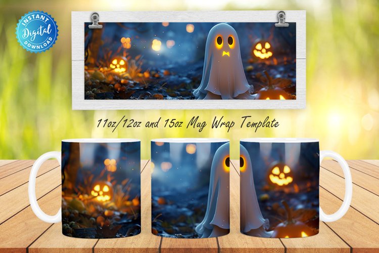 3D Halloween Ghost 11, 12 & 15 Oz Mug Sublimation