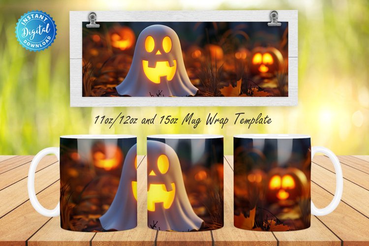 3D Halloween Ghost 11, 12 & 15 Oz Mug Sublimation