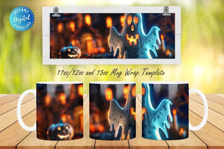 3D Halloween Ghost 11, 12 & 15 Oz Mug Sublimation