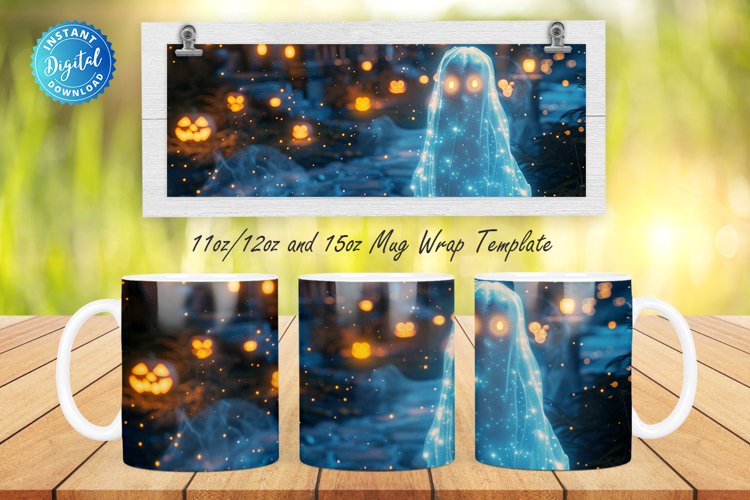 3D Halloween Ghost 11, 12 & 15 Oz Mug Sublimation example image 1